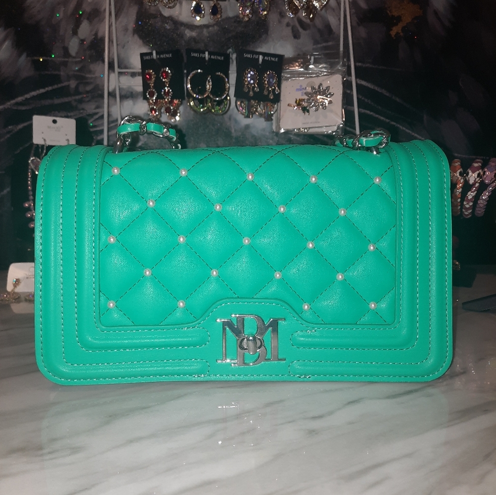 Badgley Mischka Teal Quilted Crossbody Bag